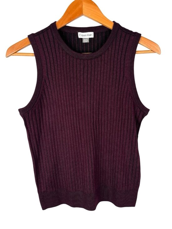 Calvin Klein Tops - CALVIN KLEIN Women's Purple Ribbed Sleeveless Sweater NWT Small